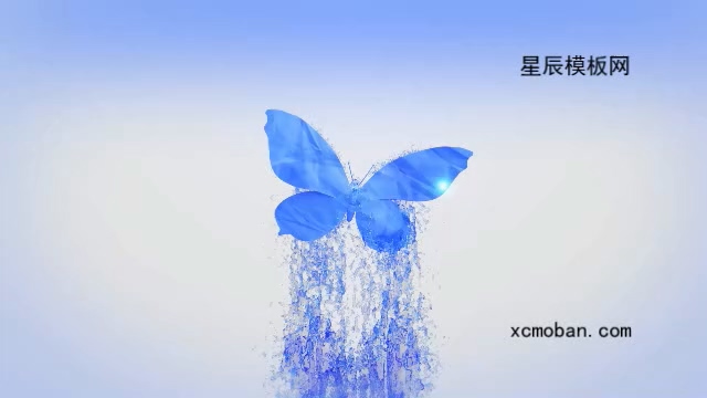 110355蓝色水花飞溅蝴蝶标志开场特效会声会影x9