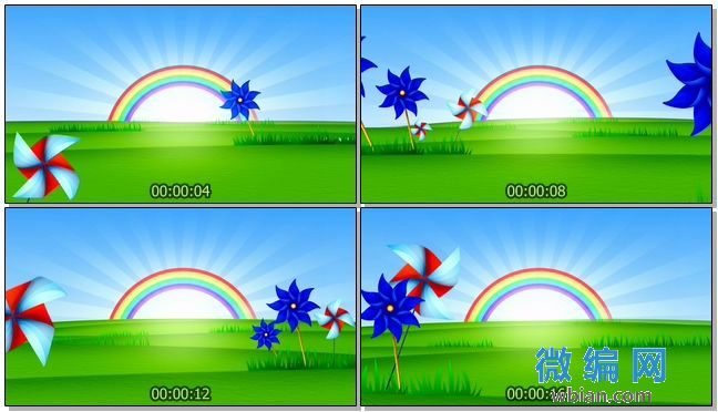 儿童卡通相册背景视频素材之彩虹升起