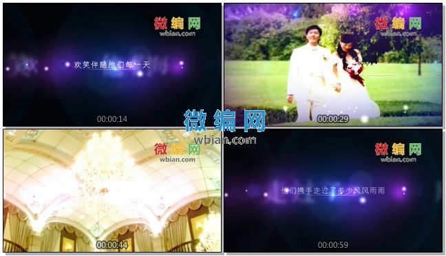 紫色浪漫光效婚礼相册视频模板